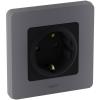  - Розетка 1-м СП Inspiria 16А IP20 250В 2P+E защ. шторки немецк. стандарт антрацит Leg 673733