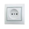  - Розетка 1-м СП Мира 16А IP20 без заземл. с сер. вставкой керамика бел. LEZARD 701-0215-121
