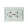  - Розетка 2-м СП Мира 16А IP20 с заземл. с сер. вставкой керамика бел. LEZARD 701-0215-127