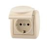  - Розетка 1-м ОП Ната 16А IP20 с заземл. с крышкой керамика крем. LEZARD 710-0300-123