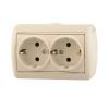  - Розетка 2-м ОП Ната 16А IP20 с заземл. керамика крем. LEZARD 710-0300-127