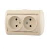 - Розетка 2-м ОП Ната 16А IP20 без заземл. керамика крем. LEZARD 710-0300-128