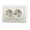  - Розетка 2-м СП Мира 16А IP20 с заземл. со вставкой керамика крем. LEZARD 701-0303-127