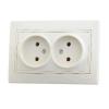  - Розетка 2-м СП Мира 16А IP20 без заземл. со вставкой керамика крем. LEZARD 701-0303-128
