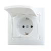  - Розетка 1-м СП Мира 16А IP20 с заземл. с крышкой с бел. вставкой керамика бел. LEZARD 701-0202-123
