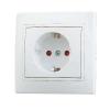  - Розетка 1-м СП Мира 16А IP20 с заземл. защ. шторки с бел. вставкой керамика бел. LEZARD 701-0202-124