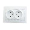  - Розетка 2-м СП Мира 16А IP20 без заземл. с бел. вставкой керамика бел. LEZARD 701-0202-128