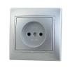  - Розетка 1-м СП Мира 16А IP20 без заземл. со вставкой керамика сер. метал. LEZARD 701-1010-121