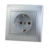  - Розетка 1-м СП Мира 16А IP20 с заземл. защ. шторки со вставкой керамика сер. метал. LEZARD 701-1010-124
