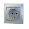  - Розетка 1-м СП Мира 16А IP20 с заземл. со вставкой керамика сер. метал. LEZARD 701-1010-122