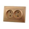  - Розетка 2-м СП Мира 16А IP20 без заземл. со вставкой керамика зол. метал. LEZARD 701-1313-128