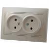  - Розетка 2-м СП Мира 16А IP20 без заземл. со вставкой керамика жемчуж./бел. перламутр. LEZARD 701-3030-128