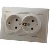  - Розетка 2-м СП Мира 16А IP20 с заземл. со вставкой керамика жемчуж./бел. перламутр. LEZARD 701-3030-127