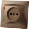  - Розетка 1-м СП Мира 16А IP20 без заземл. со вставкой керамика свет. корич. перламутр. LEZARD 701-3131-121