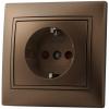 - Розетка 1-м СП Мира 16А IP20 с заземл. защ. шторки со вставкой керамика свет. корич. перламутр. LEZARD 701-3131-124