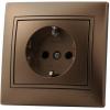  - Розетка 1-м СП Мира 16А IP20 с заземл. со вставкой керамика свет. корич. перламутр. LEZARD 701-3131-122