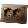  - Розетка 2-м СП Мира 16А IP20 с заземл. со вставкой керамика свет. корич. перламутр. LEZARD 701-3131-127