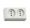  - Розетка 2-м ОП Оптима РА10-373 10А IP20 без заземл. с монтаж. пластиной бел. Кунцево 8009