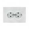  - Розетка 2-м СП Валенсия 16А IP20 с заземл. защ. шторки бел. PROxima EKF EWR16-128-10