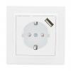  - Розетка 1-м СП Минск 16А IP20 с заземл. защ. шторки с заряд. устройством USB 1А бел. EKF ERR16-028-100-USB