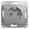  - Розетка 1-м СП Glossa 16А IP20 с заземл. защ. шторки механизм алюм. SE GSL000345