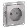  - Розетка 1-м СП AtlasDesign 16А IP20 без заземл. защ. шторки механизм алюм. SE ATN000349
