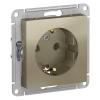  - Розетка 1-м СП AtlasDesign 16А IP20 с заземл. механизм шампань SE ATN000543