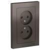  - Розетка 2-м СП AtlasDesign 16А IP20 без заземл. в сборе мокко SE ATN000620