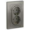  - Розетка 2-м СП AtlasDesign 16А IP20 с заземл. в сборе сталь SE ATN000924