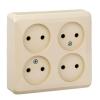  - Розетка 4-м ОП Этюд 16А IP20 250В без заземл. без защ. шторок крем. SE PA16-205K