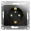  - Розетка 1-м СП 1мод. Glossa 16А IP20 с заземл. защ. шторки механизм антрацит SE GSL000745