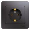  - Розетка 1-м СП Glossa 16А IP20 250В с заземл. в сборе графит SE GSL001342