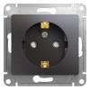  - Розетка 1-м СП Glossa 16А IP20 250В с заземл. защ. шторки механизм графит SE GSL001345