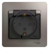  - Розетка 1-м СП Glossa 16А IP44 250В с заземл. защ. шторки с крышкой в сборе платина SE GSL001248