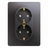 - Розетка 2-м СП Glossa 16А IP20 250В с заземл. защ. шторки в сборе графит SE GSL001326