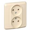  - Розетка 2-м СП Этюд 16А IP20 250В без заземл. без защ. шторок крем. SE PC16-005K