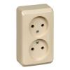  - Розетка 2-м ОП Этюд 16А IP20 250В без заземл. без защ. шторок крем. SE PA16-005K