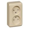  - Розетка 2-м ОП Этюд 16А IP20 250В защ. шторки без заземл. крем. SE PA16-006K