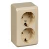  - Розетка 2-м ОП Этюд 16А IP20 250В с заземл. защ. шторки крем. SE PA16-008K