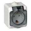  - Розетка 1-м ОП Этюд 16А IP44 250В с заземл. защ. шторки с крышкой бел. SE PA16-044B