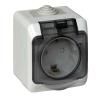 - Розетка 1-м ОП Этюд 16А IP44 250В с заземл. защ. шторки с крышкой сер. SE PA16-044C