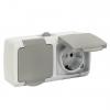  - Розетка 2-м ОП Мурманск 16А IP54 с заземл. защ. шторки с крышкой сер. EKF EFR16-129-30-54